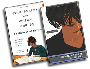Images of covers of 2 Tom Boellstorff books: "Coming of Age in Second Life" and "Ethnography and Virtual Worlds"