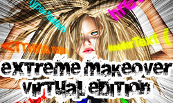 "Extreme Makeover Virtual Edition" stylized typography and link to Extreme Makeover challenge posts on iRez