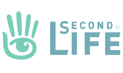 Second Life logo and link to post on iRez about the 3D virtual world of Second Life