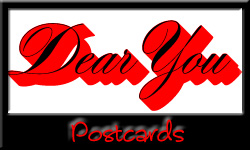 "Dear You" in stylized typography with the heading "Postcards" and a link to Postcard posts on the iRez virtual salon