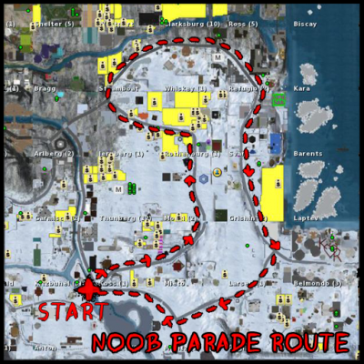 Noob Avatar Pride Parade route through Second Life Mainland