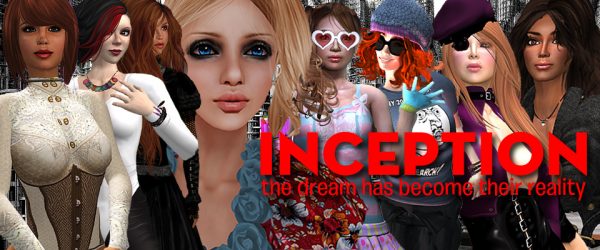 The Reality of Virtual: Parody poster for the film "Inception" featuring avatars in a virtual world as characters from the film narrative