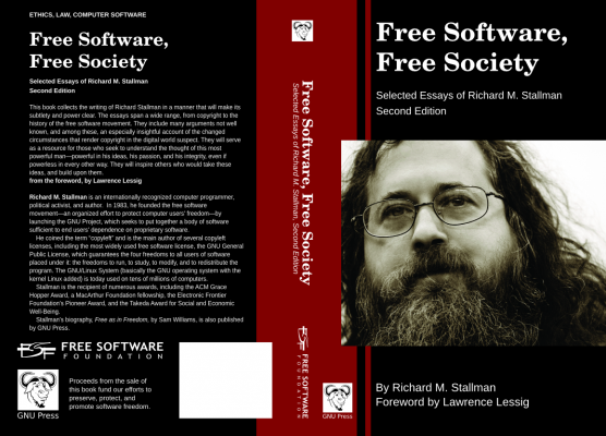 If Lessig is Monet, then Stallman is Turner. Cover of Richard Stallman's 2002 book Free Software, Free Society.