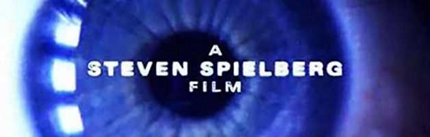 close up of human eye with "a Steven Spielberg film" superimposed on it