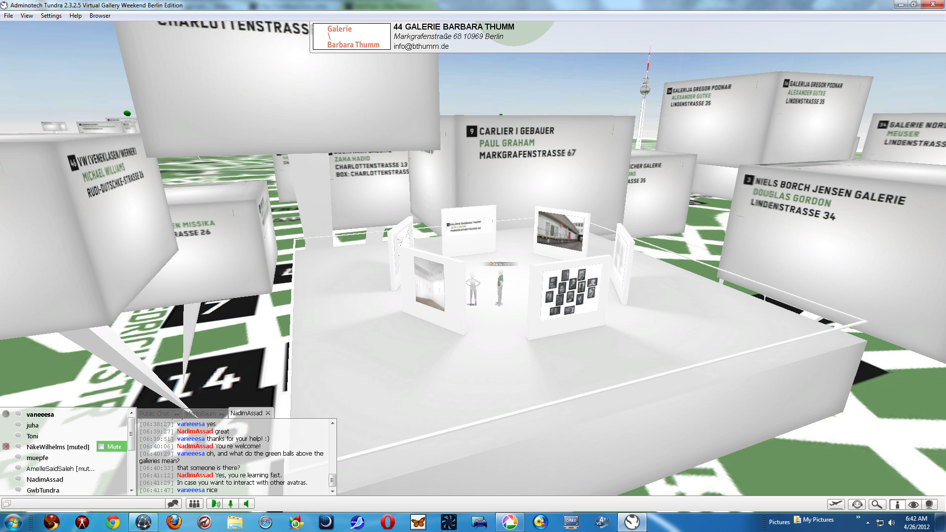 screenshot from the virtual world "Virtual Gallery Weekend Berlin"