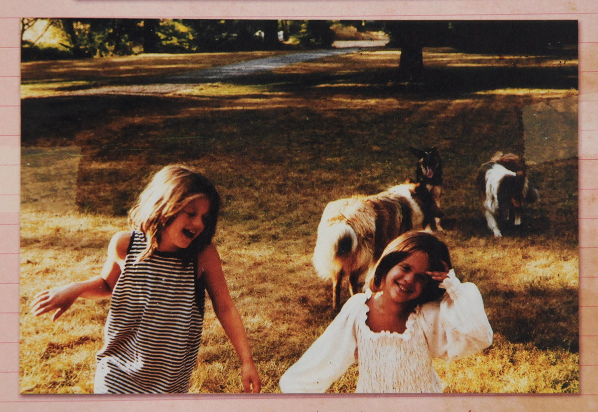 Out playing with my sister Fiona and our dogs on Martha's Vineyard in the summer of 1977