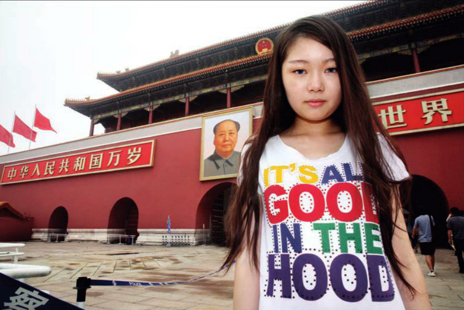 Xue Faith, Age 8, in 2000,  in Tiananmen Square, Beijing