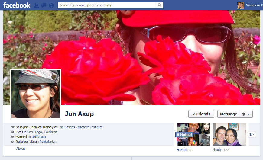 Screen Cap of Jun Axup's Facebook Timeline Cover