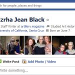 Screen Cap of Ezrha Jean Black's Facebook Profile Page