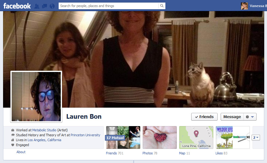 Screen Cap of Lauren Bon's Facebook Timeline Cover 