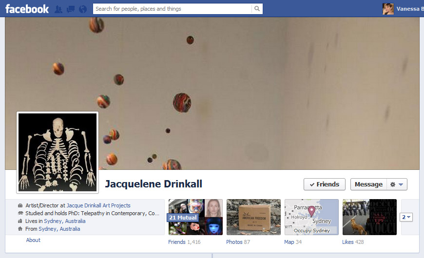 Screen Cap of Jacquelene Drinkall's Facebook Timeline Cover