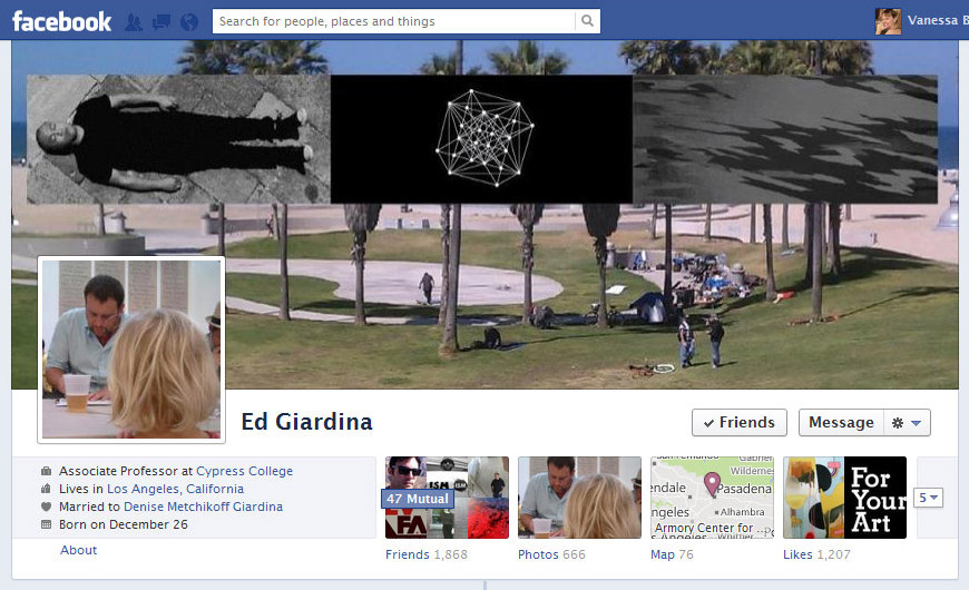 Screen Cap of Ed Giardina's Facebook Timeline Cover
