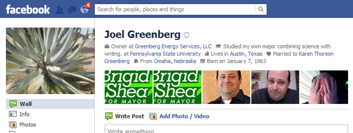 Screen Cap of Joel Greenberg's Facebook profile photo