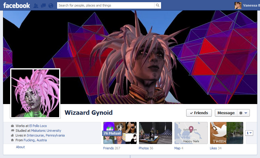 Screen Cap of Wizaard Gynoid's Facebook Timeline Cover
