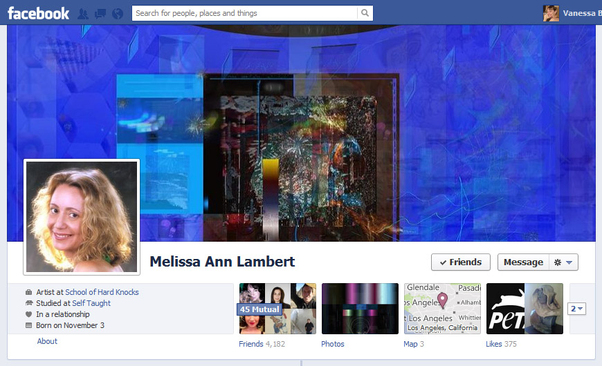 Screen Cap of Melissa Ann Lambert's Facebook Timeline Cover