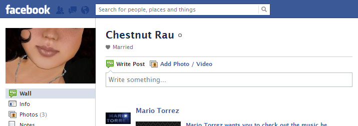Screen Cap of Chestnut Rau's Facebook profile pix
