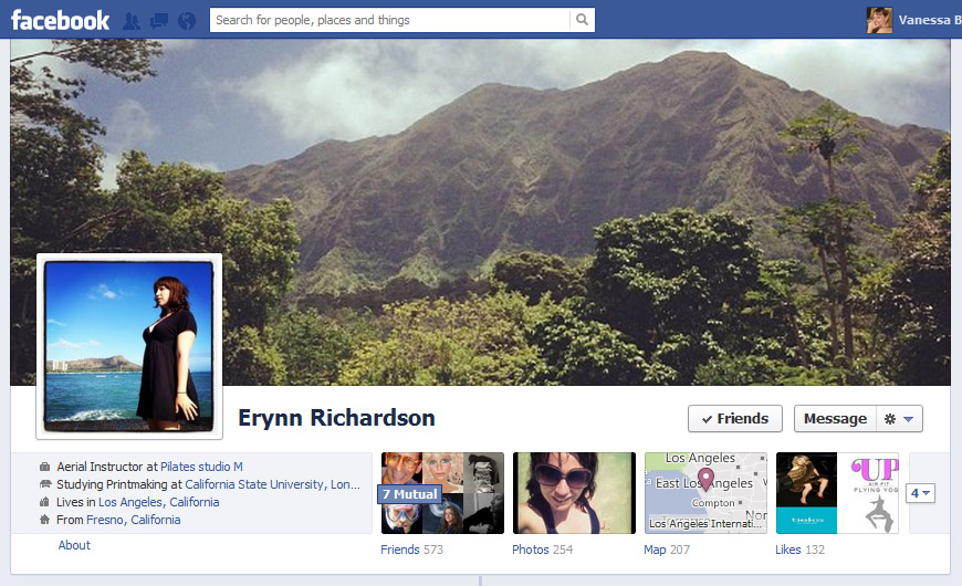 Screen Cap of Erynn Richardson's Facebook Timeline Cover
