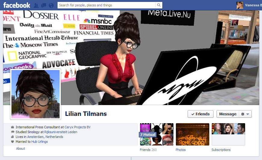 Screen Cap of Lilian Tilmans Facebook Timeline Cover