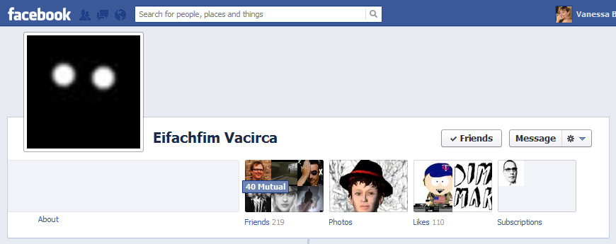 Screen Cap of Eifachfim Vacirca's Facebook Cover photo