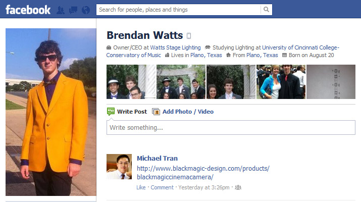 Screen Cap of Brendan Watts Facebook profile pix