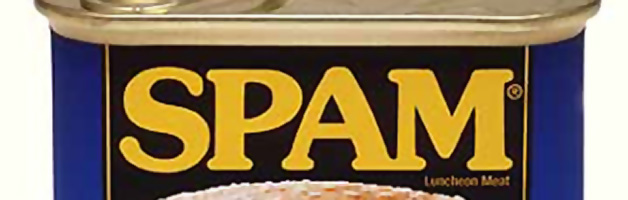 Image of a can of "SPAM" lunch meat, an analogy for online "SPAM"