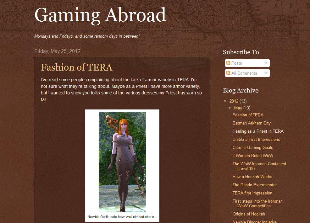 screen shot of home page of MMO Blog Gaming Abroad