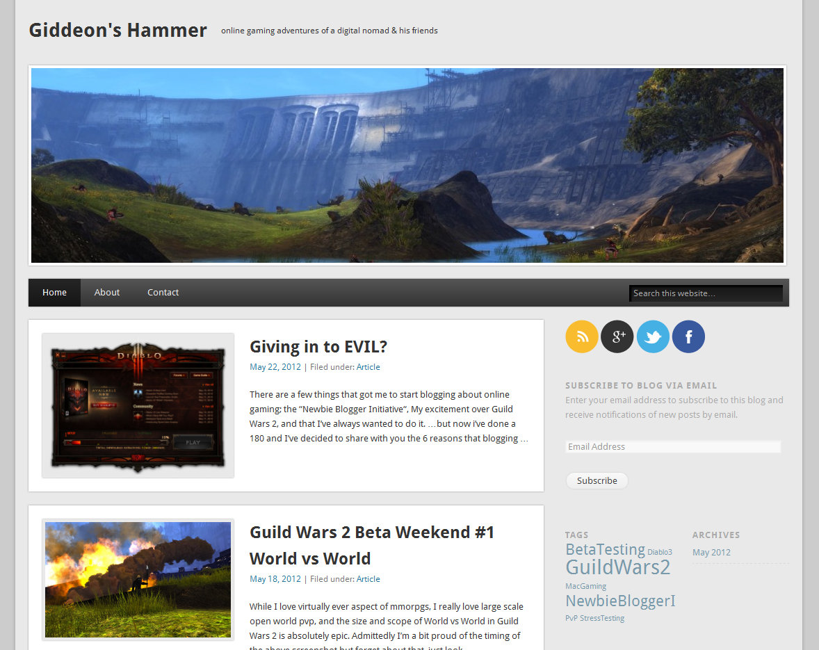 image of blog home page for MMO blog Giddeon's Hammer