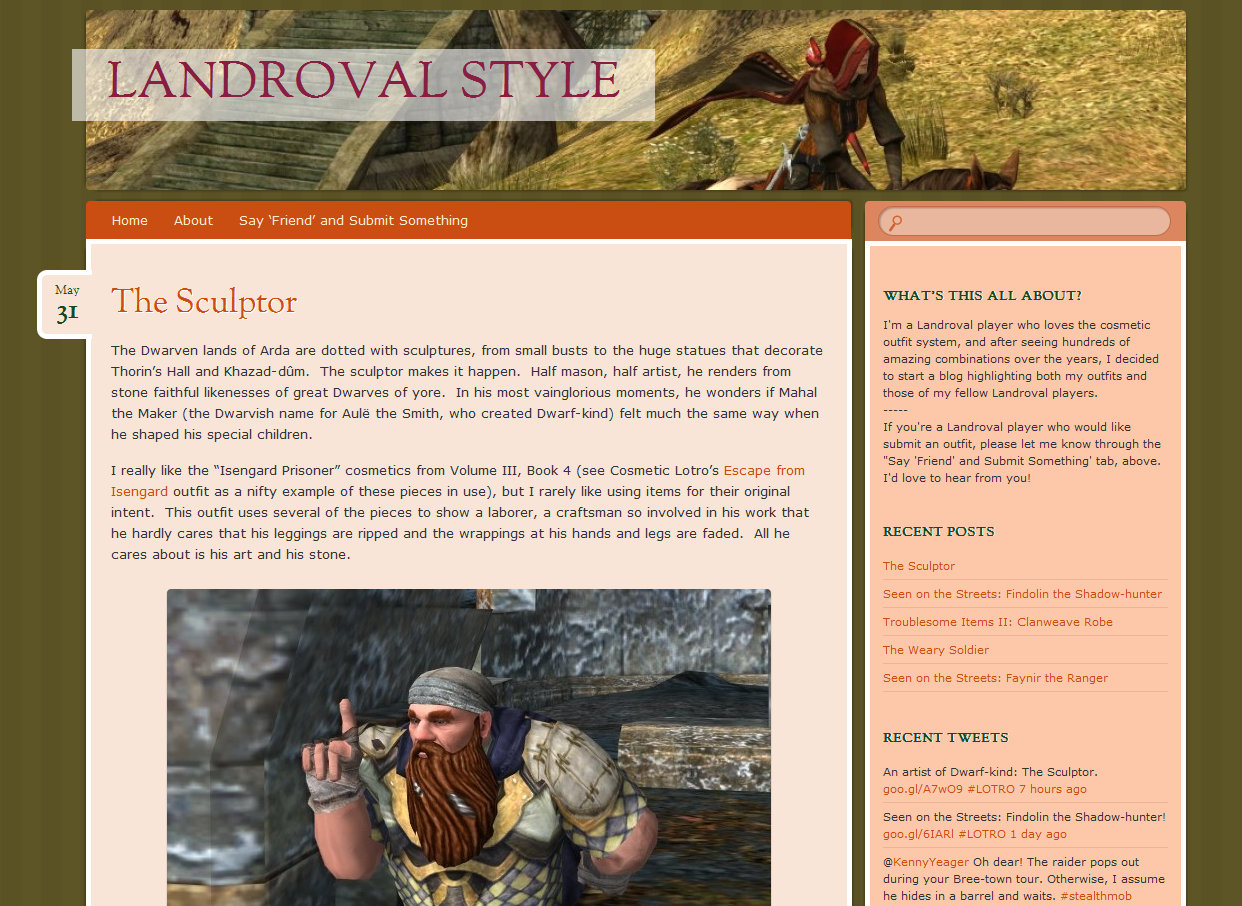 screen shot of home page of MMO Blog Landroval Style