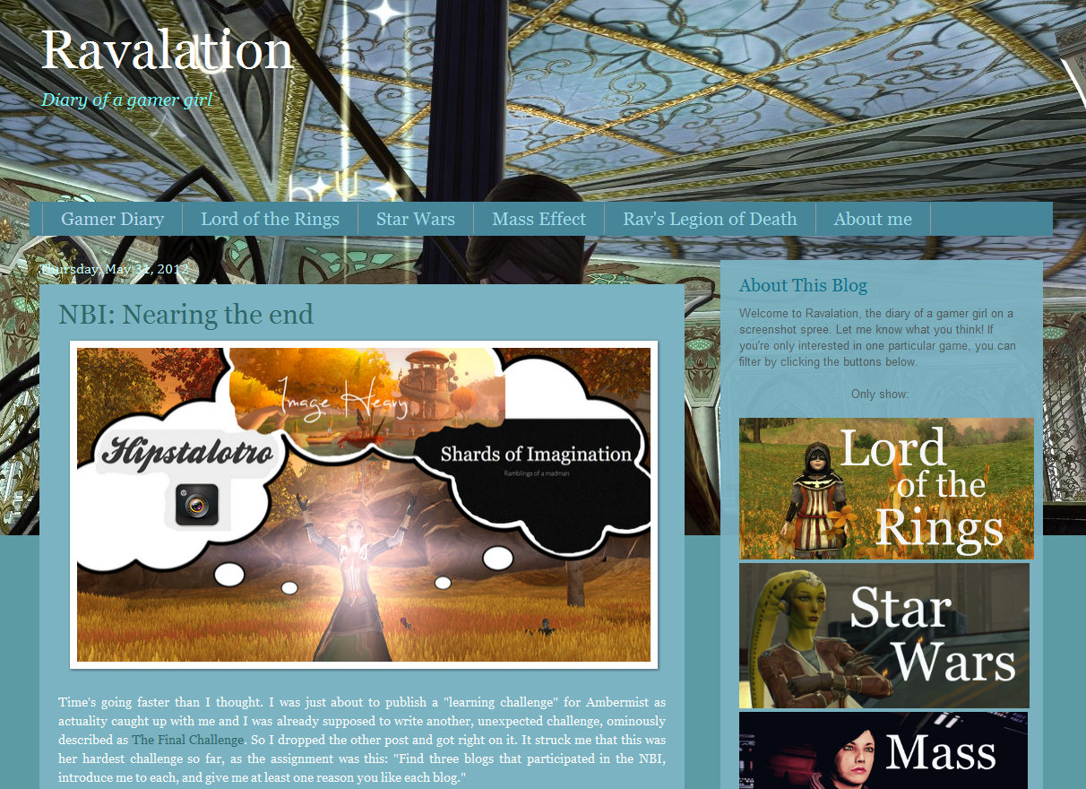 screen shot of home page of "Ravalation" MMO photo blog