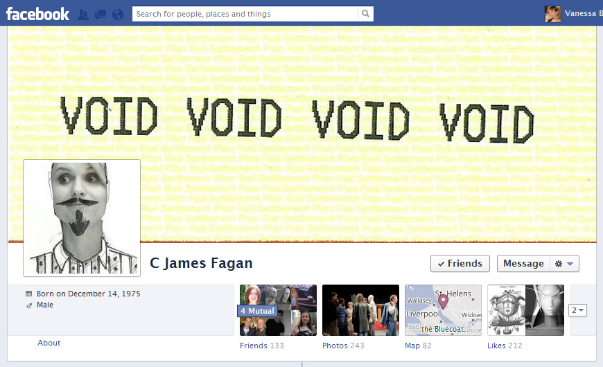 Screen Cap of C James Fagan's Facebook Timeline cover