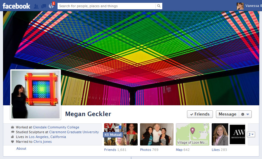 Screen Cap of Megan Geckler's Facebook Timeline cover