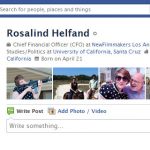 Screen Cap of Rosalind Helfand's Facebook profile pix