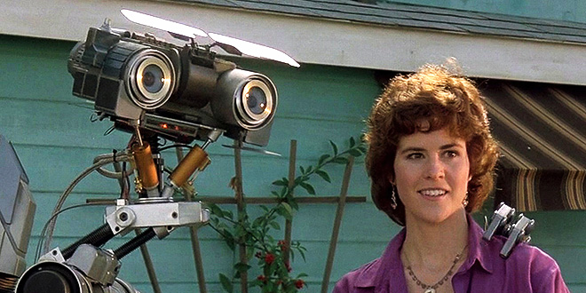 Ally Sheedy as Stephanie Speck and the robot Number Five in the 1986 film Short Circuit