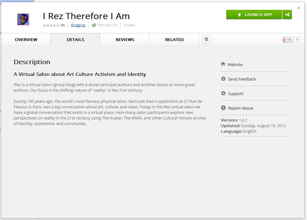 ScreenCap of iRez Virtual Salon App available at Google Chrome Web Store