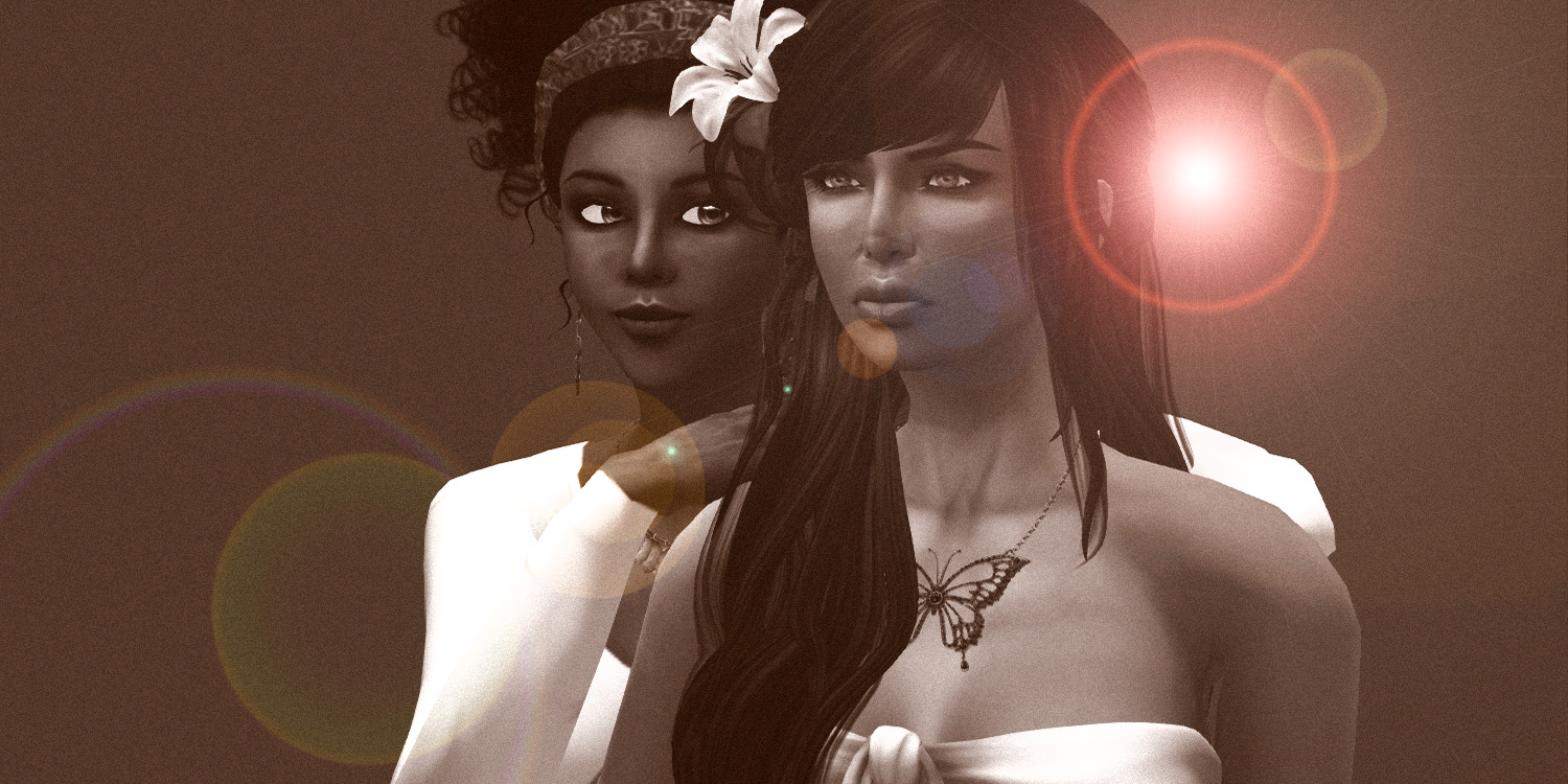 Sepia toned photograph of iRez Virtual Salon authors Vaneeesa Blaylock and Strawberry Singh