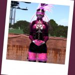 Fuschia Nightfire wearing Graves "Poison" uniform in VB41 Rock the Casbah, at Gallery Xue / Port of Long Beach