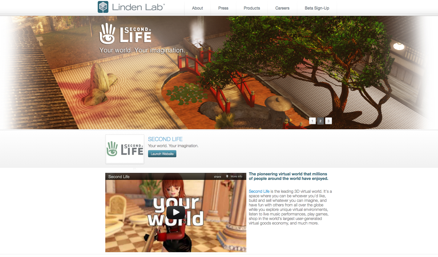 The Second Life Tab of the new Linden Life website