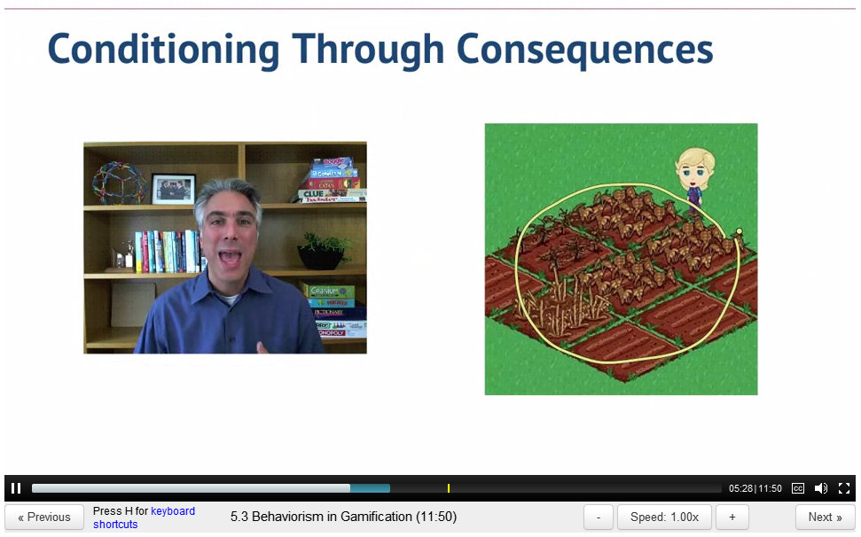 ScreenCap of Gamification lecture 5 by Kevin Werbach, showing Farmville crops withering and dying from lack of water