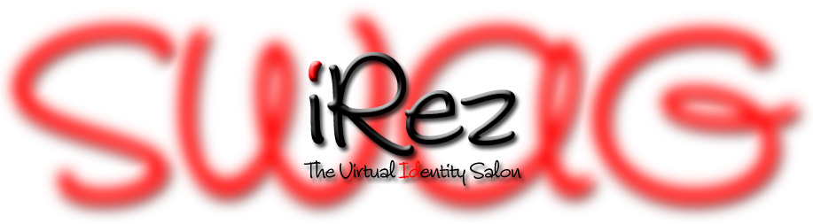 iRez virtual salon logo over large letters "SWAG"