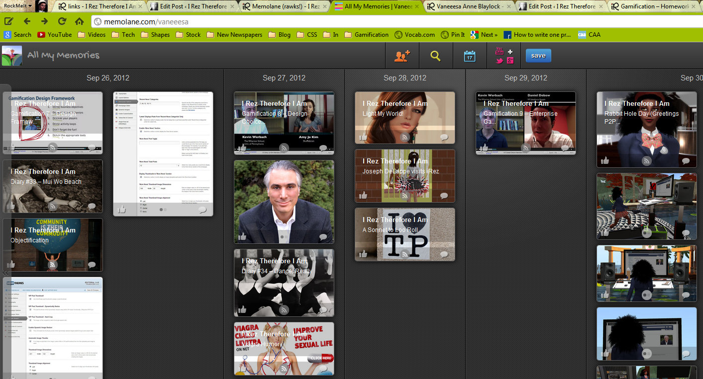 Memolane screenCap showing Vaneeesa Blaylock's Memolane collection of 3 years of web content