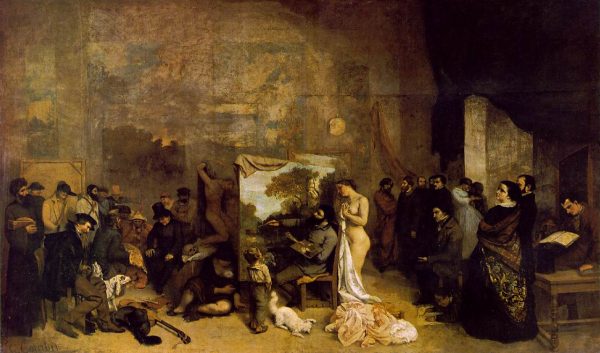 Gustave Courbet's 1855 painting, "The Painter's Studio: A Real Allegory of a Seven Year Phase in my Artistic (and Moral) Life" sometimes also referred to as "The Artist's Studio"