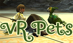 Virtual Reality Pets typographic logo and link to VR Pets section on iRez