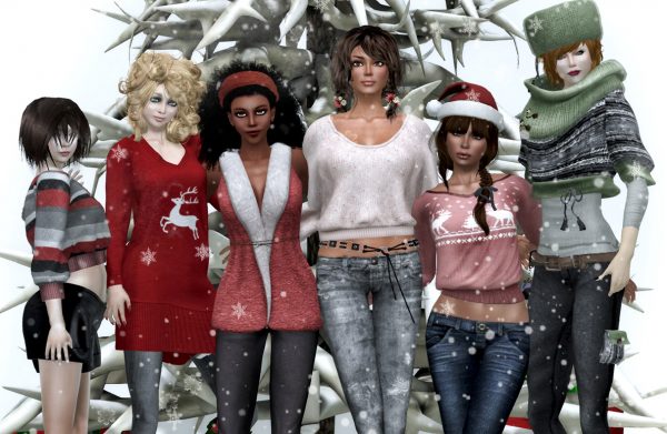 Close up detail of holiday photo featuring iRez authors Xue Faith, Trilby Minotaur, Vaneeesa Blaylock, Yordie Sands, Strawberry Singh and Canary Beck