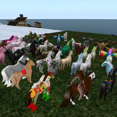 image of many dozens of ponies in natural and bright colors