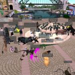 ScreenCap of about 48 avatars assembled at virtual Sydney Harbour on the Virtual Australia SIM in the 3D Virtual World of Second Life