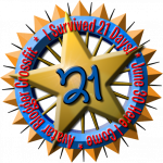 .png file with transparency of a gold star and the number "21" in the center representing 21 days of the 30 day ABC challenge compltete