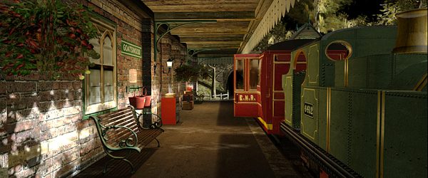 The Train Station from Lizzie Gudkov's fictional  or "metafictional" story set in the virtual environment of Goatswood itself in the virtual world of second life