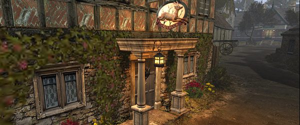 Virtual world image of an Inn perhaps from Victorian times. The setting of Chapter 2 of It Takes a Village