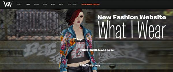 Screen cap of fashion website What I Wear showing designer mouseover view and with the title "New Fashion Website, What I Wear" superimposed over image