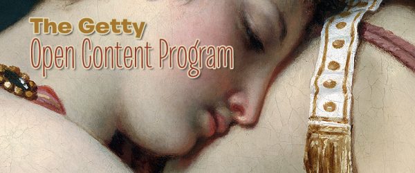 Open Content Program The Getty. Tight detail of Eucharis face from the Jacques-Louis David painting. With text Open Content Program The Getty.